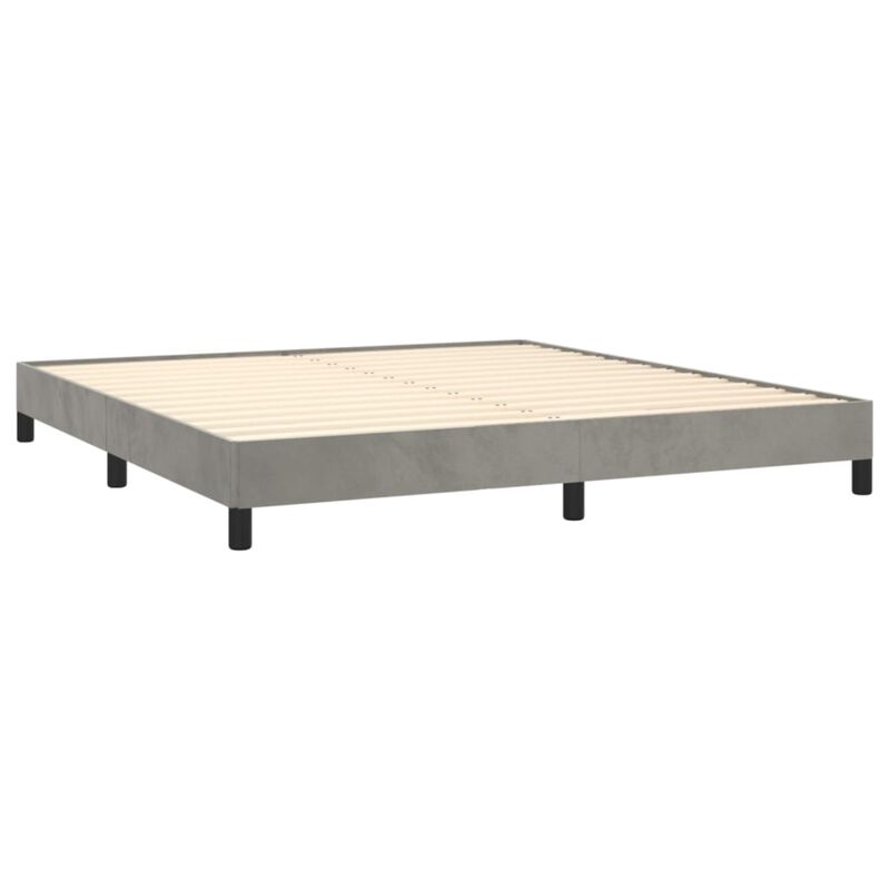 vidaXL Velvet Bed Frame King Size - Modern Design with Durable Plywood and Engineered Wood Construction - Light Gray, 81.1"x 77.2"x 9.8"