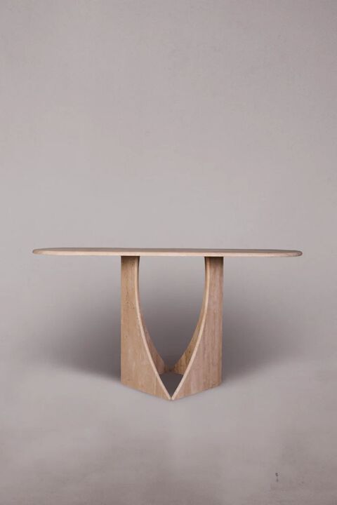 Manchot Travertine Console Table 47" 35.4"H