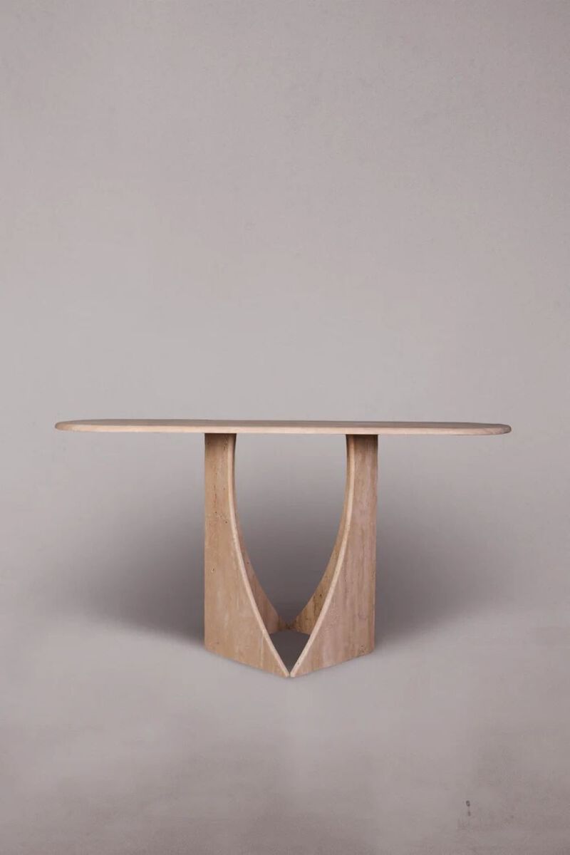 Manchot Travertine Console Table 47" 35.4"H