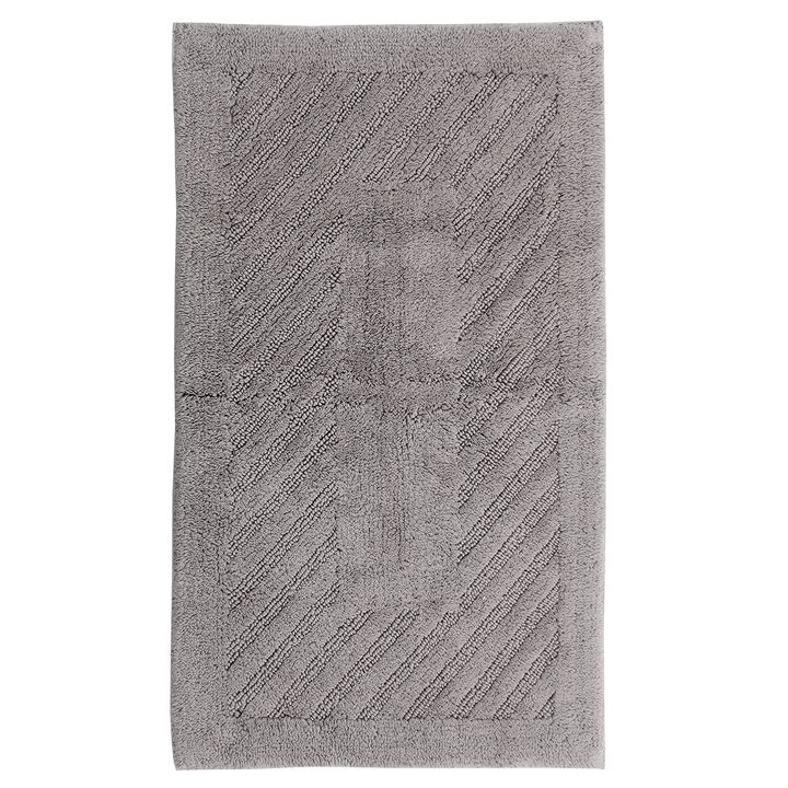 Knightsbridge Diagonal Racetrack 100% Cotton Reversible Bath Rug 21 X 34 Silver
