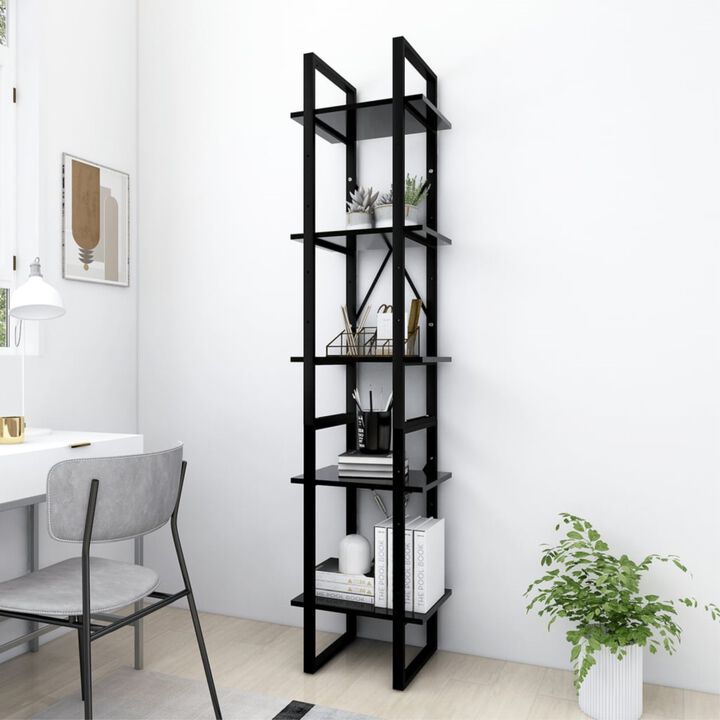 vidaXL 5-Tier Book Cabinet Black 15.7" x 11.8" x 69.9" Chipboard