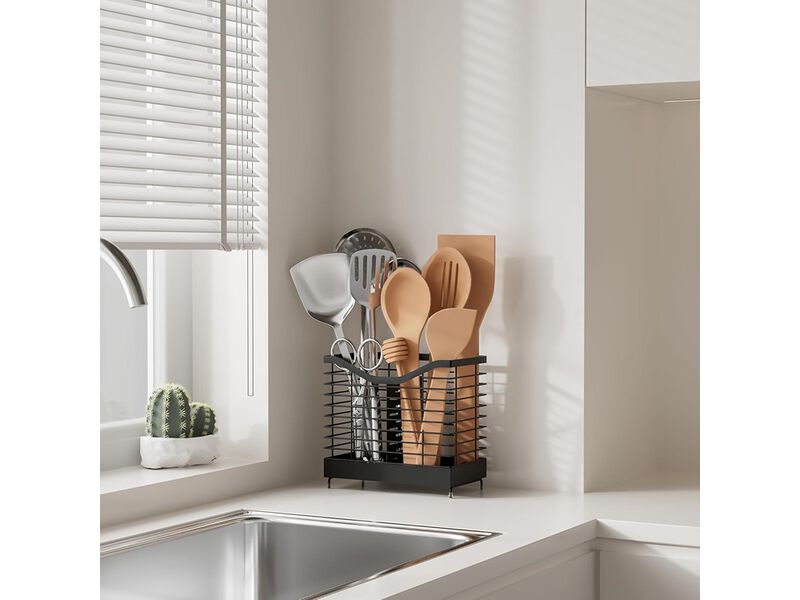 Uninol 2 Grids Utensil holder for Kitchen Counter - 7.9" x 4.3" x 7.5