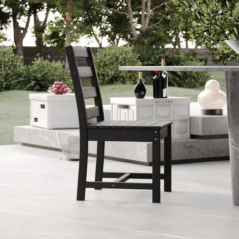 FUFU&GAGA Patio Dining Chair, No Armrests, Waterproof & UV Resistant, Outdoor Furniture (18.5" W x 18.9" D x 34.2" H),Grey