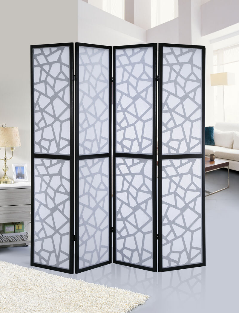 Streamdale Giyano 4 Panel Screen Room Divider, Black