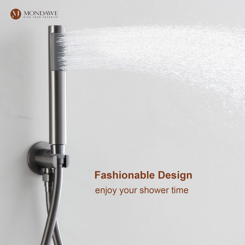 Mondawe Round 1-Spray Patterns Balance Valve Shower Faucets Set with 2.5 GPM Ceiling Mount Dual Shower Heads in Chrome