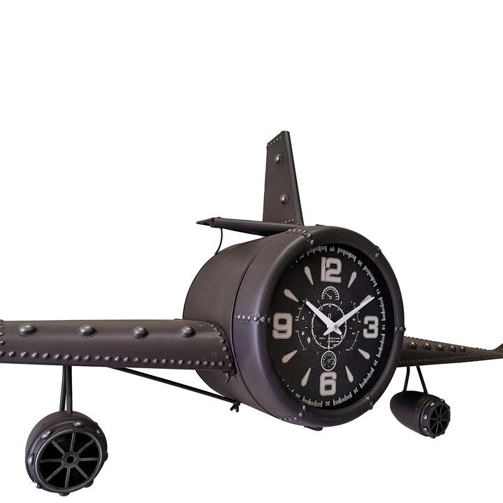 Metal Medium Rusty Vintage Fighter Jet Wall Clock with Black Clock Face
143*20*46CM