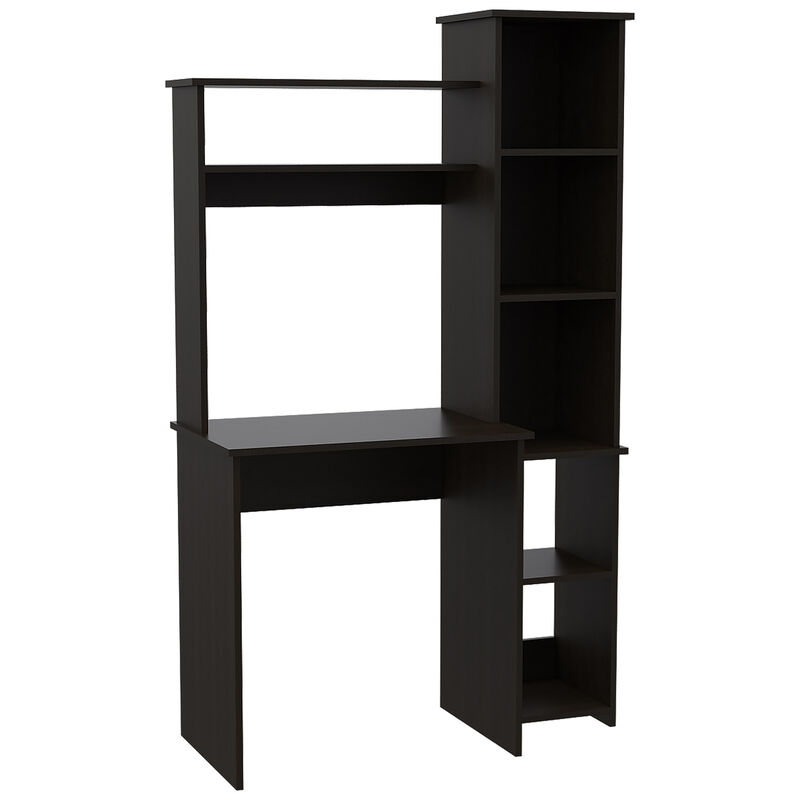 DEPOT E-SHOP Aramis Desk, Five Shelves, Two Superior Shelves, Black