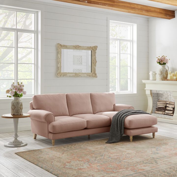 Rustic Manor Bridgette Velvet/Linen Chaise Sofa