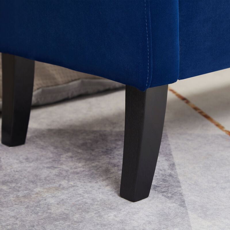 51.5" Bed Bench With Storage Navy Blue Velvet