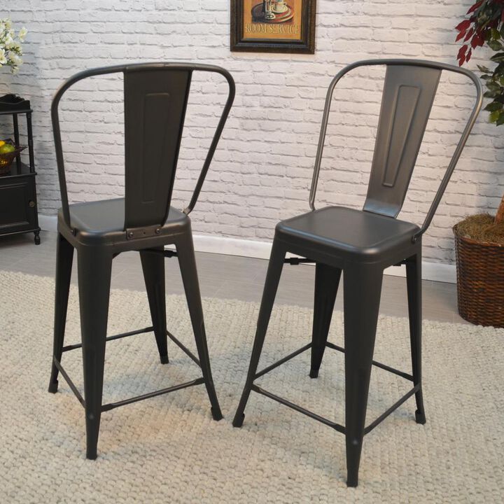 Carolina Living Adeline 24 Counter Stool - Set of 2 - Rustic Pewter