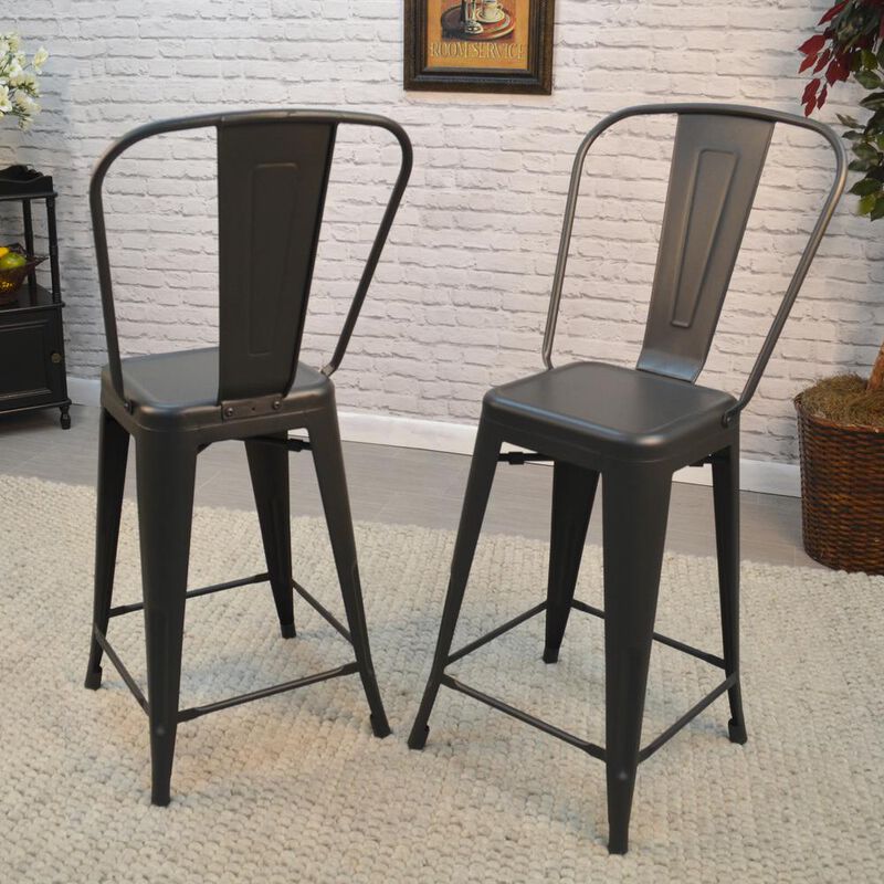 Carolina Living Adeline 24 Counter Stool - Set of 2 - Rustic Pewter