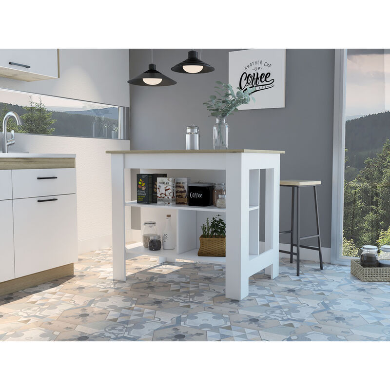 Streamdale Cala Kitchen Island w/ Shelves & Antibacterial Finish