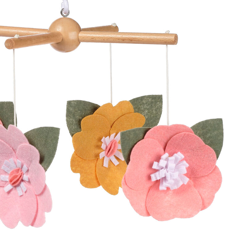 Lambs & Ivy Little Garden Felt Flowers Musical Baby Crib Mobile Soother Toy