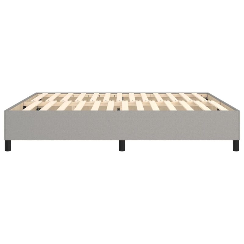 vidaXL King Size Box Spring Bed Frame in Light Gray - Fabric, Plywood, and Engineered Wood Construction Mattress Compatibility - 76"x79.9"