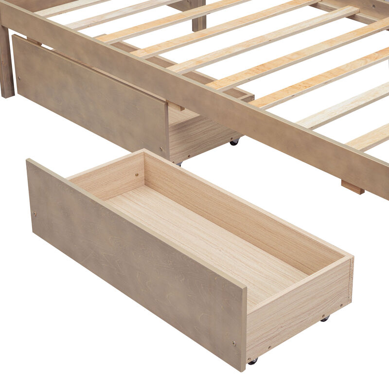Merax L-shaped Platform Bed with 3 Storage Drawers