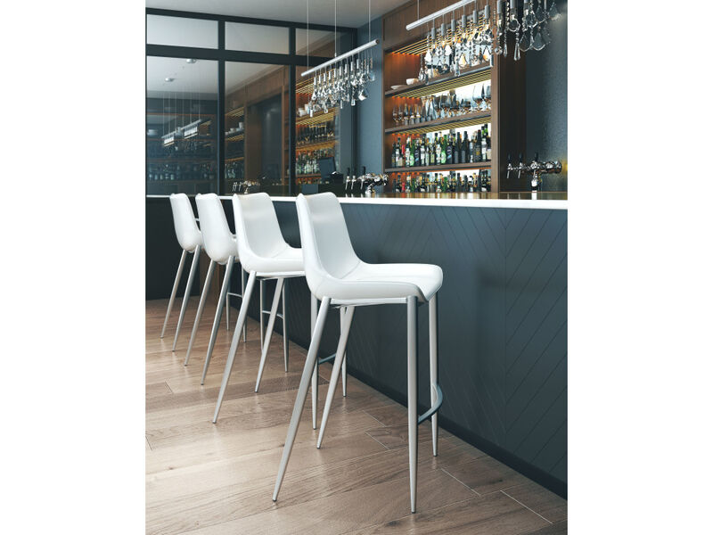 Magnus Barstool (Set of 2) White & Silver