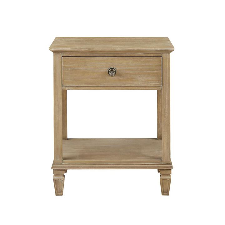 Starlight Canyon Home Rustic Brown Nightstand With Rubber Wood Frame And Metal Accents For Bedroom