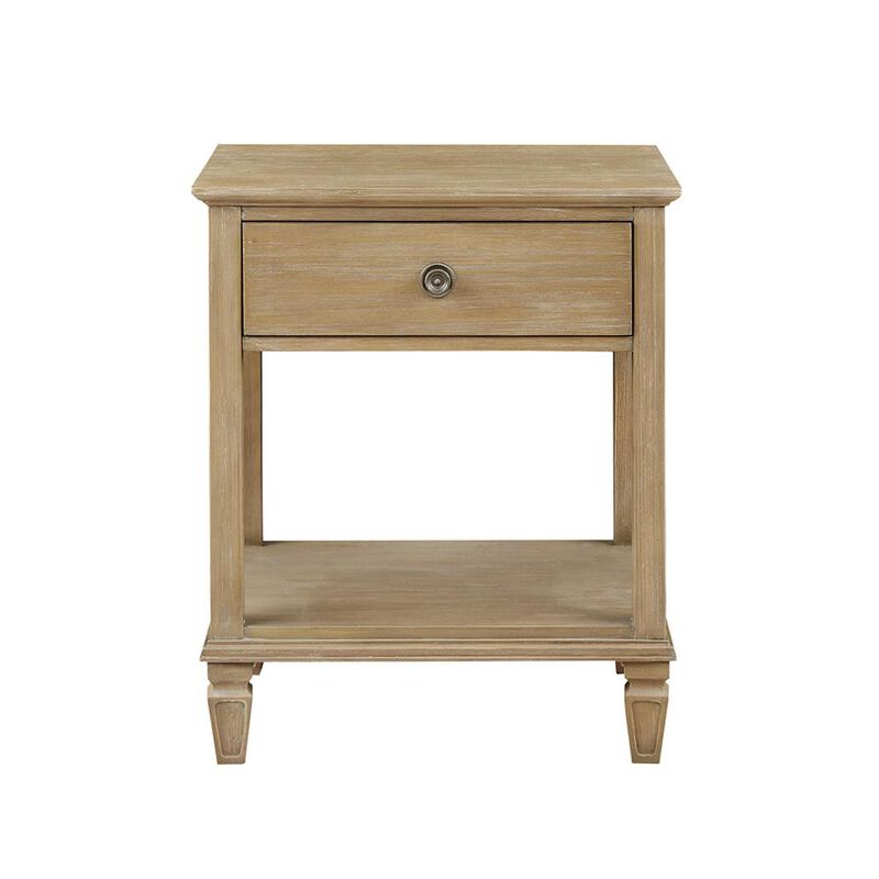 Starlight Canyon Home Rustic Brown Nightstand With Rubber Wood Frame And Metal Accents For Bedroom