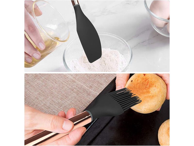 Arquiel Black Kitchen Utensil Set with Holder, 22 Pcs Silicone Cooking Utensils Set