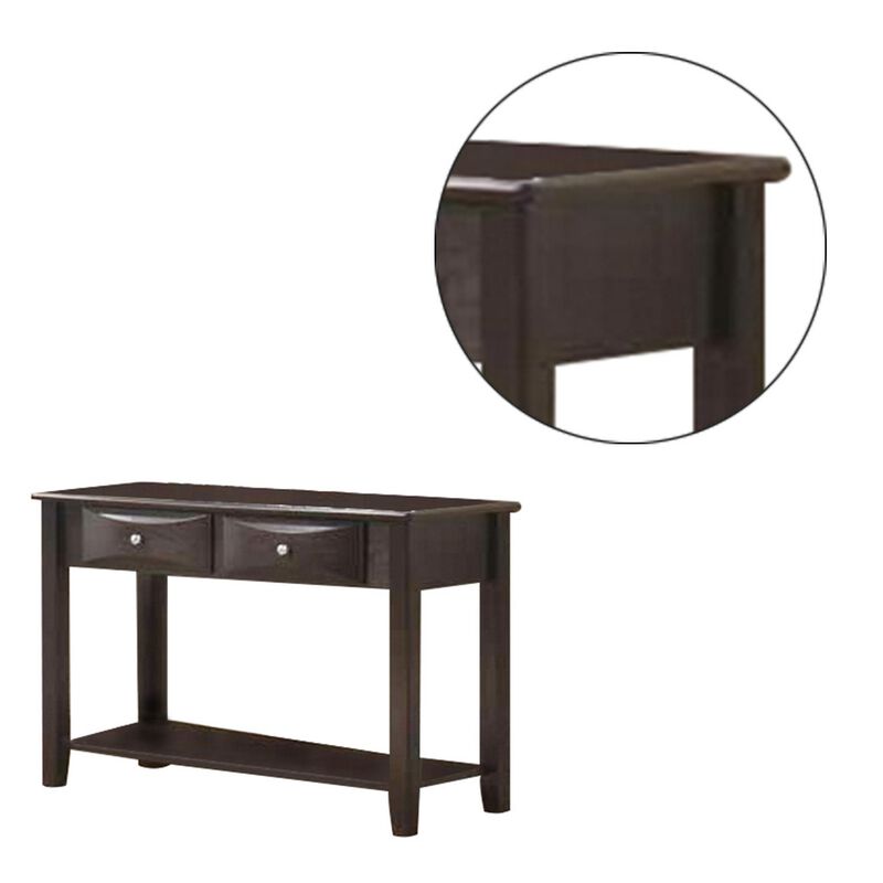 Wooden Console Table with 2 Spacious Drawers, Brown-Benzara