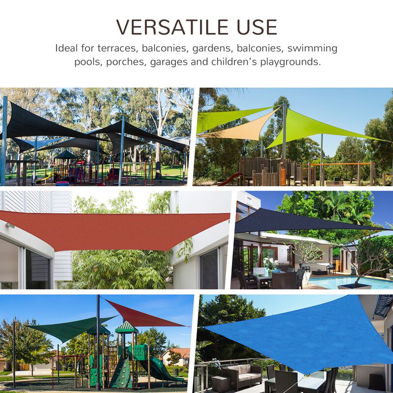 Brown Sun Shield: 20'x13' Rectangle Outdoor Shade Sail with D-Rings