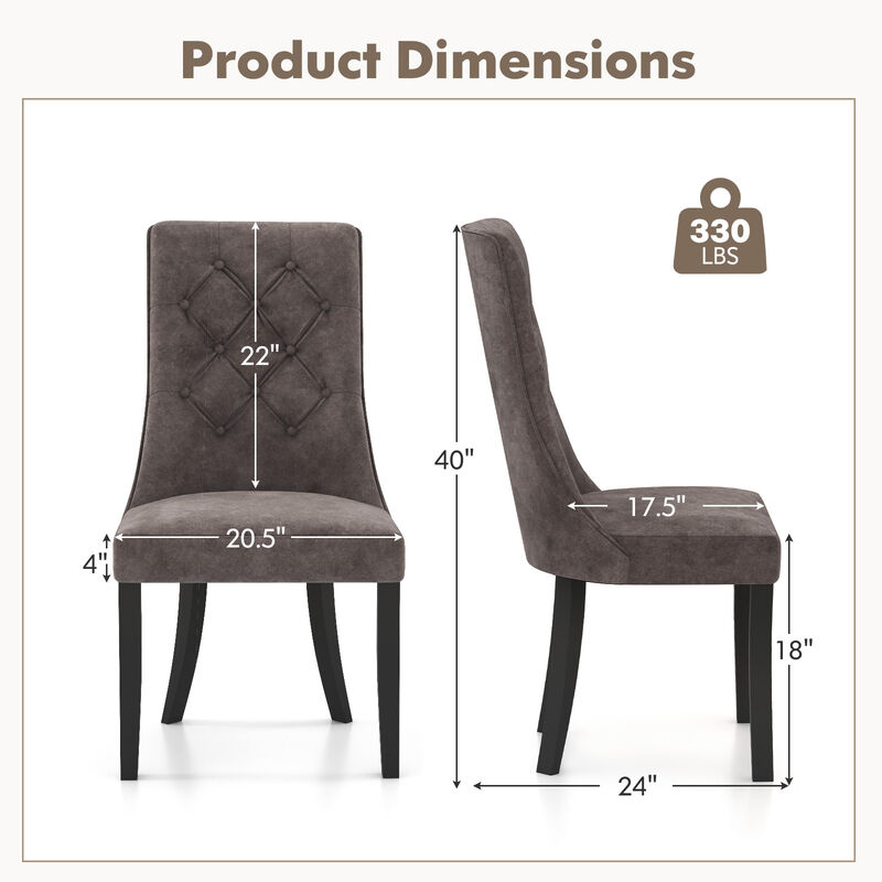 Tufted Dining Chairs Set of 2 with High Backrest and Padded Seat
