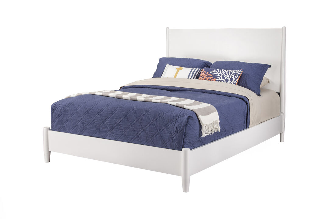 Flynn Mid Century Modern Standard King Panel Bed, White