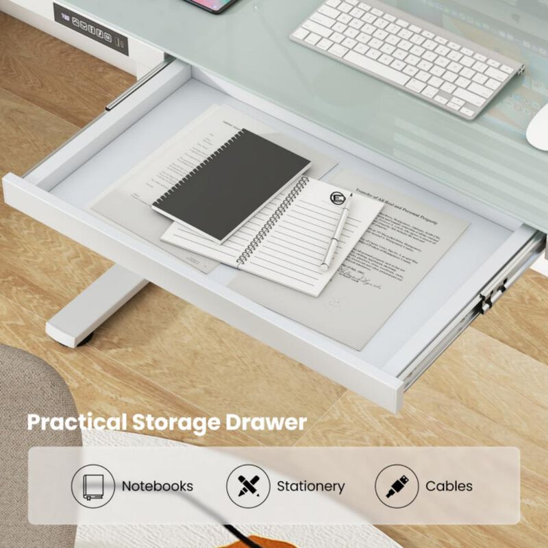 Height Adjustable Electric Standing Desk with Drawer