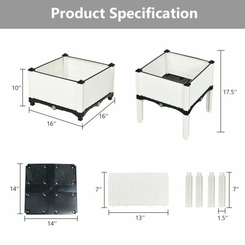 Hivvago Set of 4 Elevated Flower Vegetable Herb Grow Planter Box