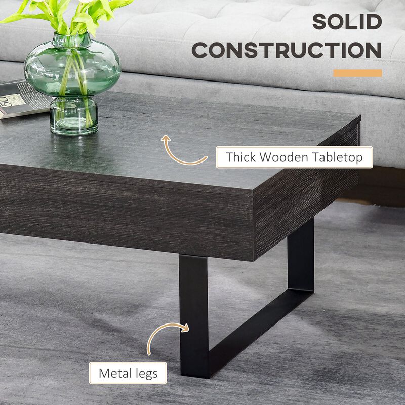 Dark Grey Living Room Table: Mid-century Coffee Table with Drawer