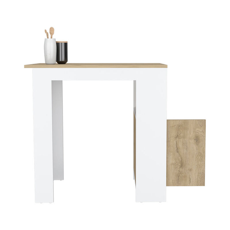 Kitchen Island Wynne, Kitchen, White / Macadamia