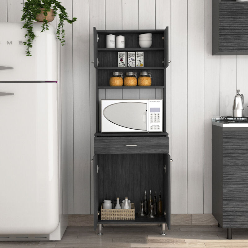 Santa Maria 1-Drawer 1-Shelf Area Pantry With Adjustable Metal Legs Smokey Oak