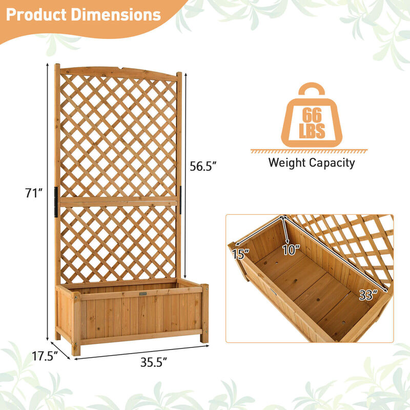 Planter Raised Bed with Trellis for Plant Flower Climbing
