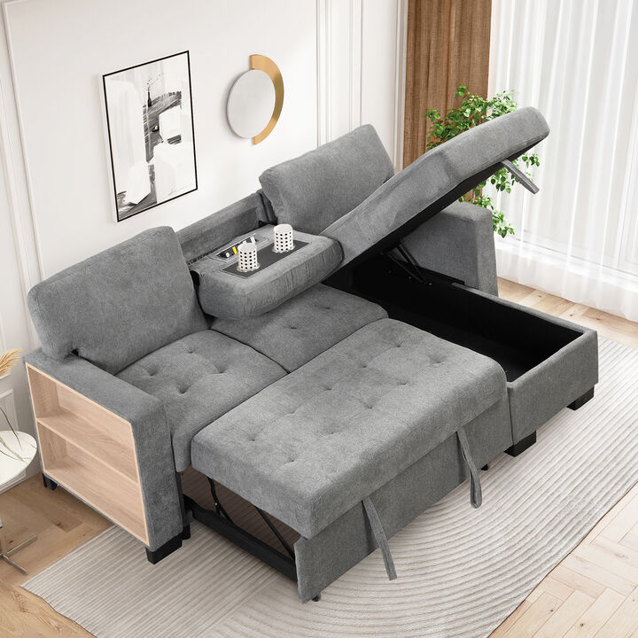 Merax Modern Chaise Lounge Sectional Sofa with Storage