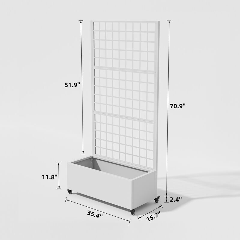 71*35.5 Metal Planter Box with Trellis