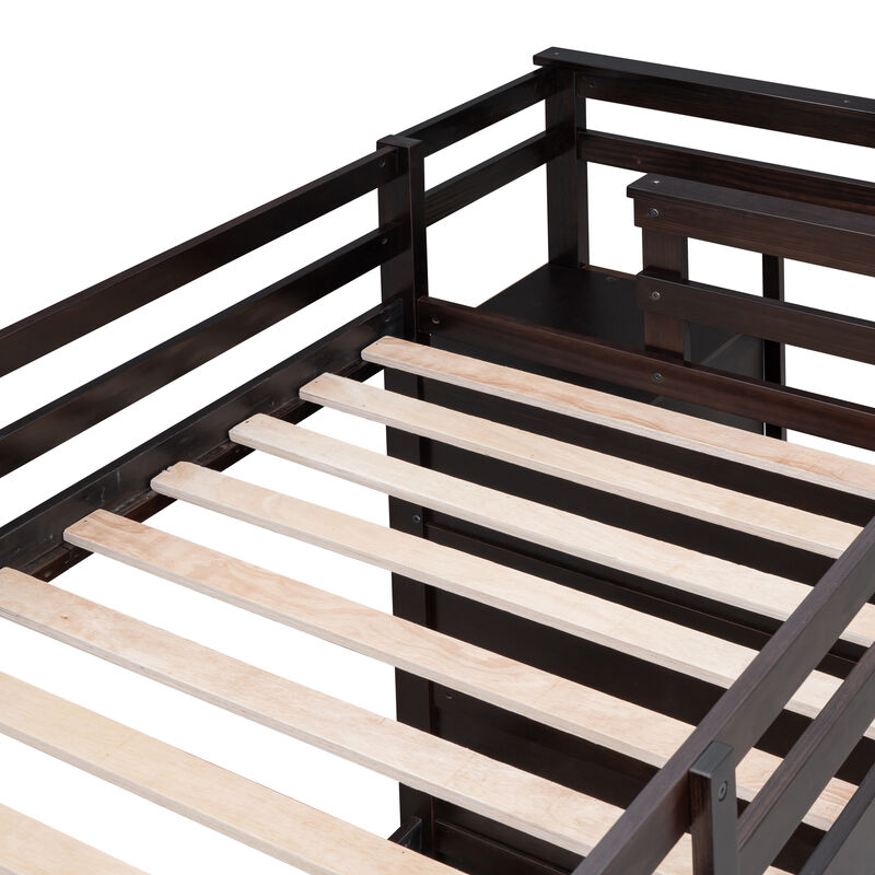 Merax Twin Over Twin Bunk Bed with Trundle and Staircase