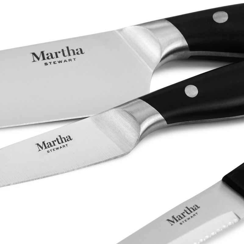 Martha Stewart Stainless Steel 14 Piece Cutlery and Knife Block Set in Black