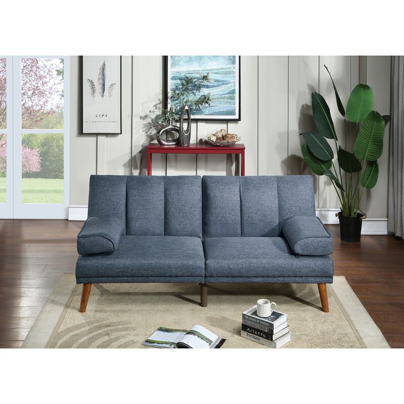 Navy Polyfiber Sectional Sofa with Adjustable Chaise