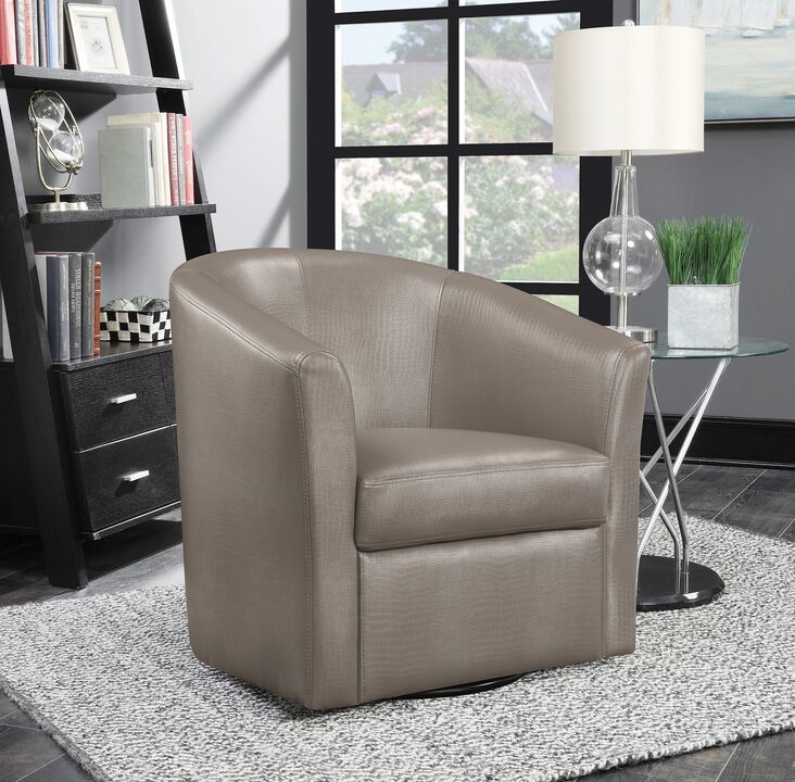 Faux Leather Upholstered Swivel Accent Chair, Champagne
