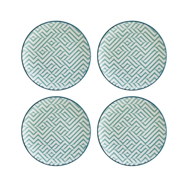 Chevron dia.7.5" Round Decorated Porcelain Plate (Set of 4)