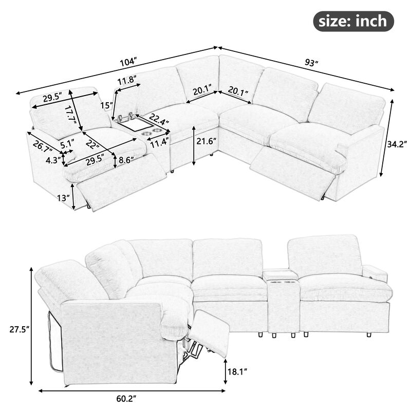 Merax Power Recliner Sofa Couch with Storage