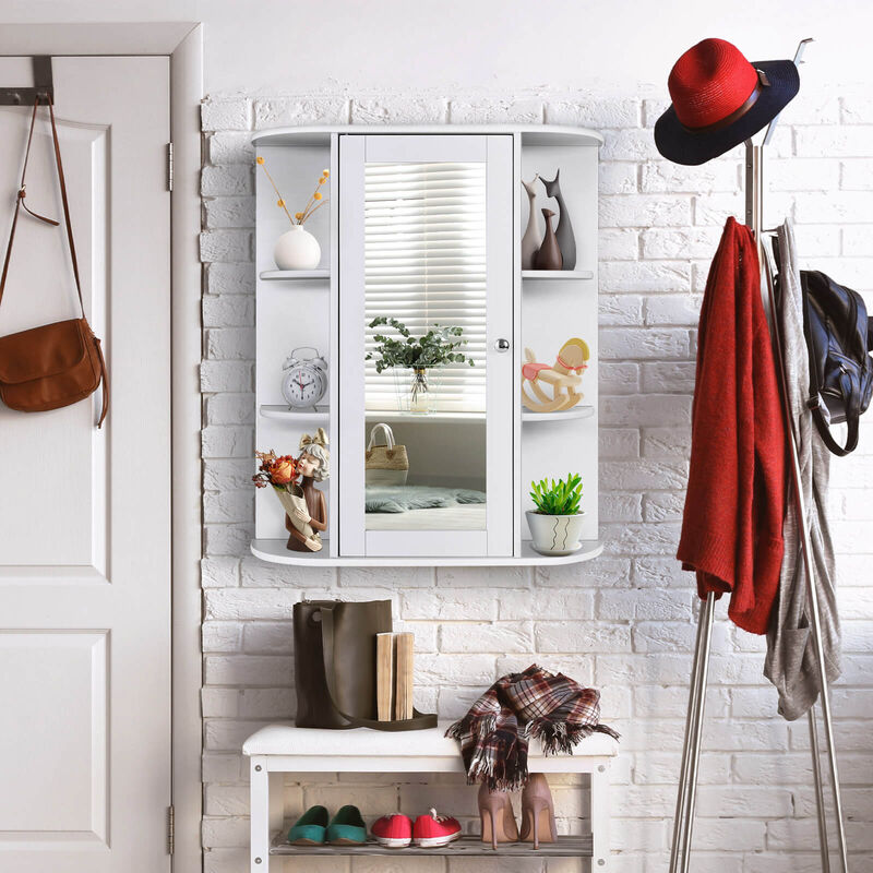 Bathroom Single Door Shelves Wall Mount Cabinet with Mirror