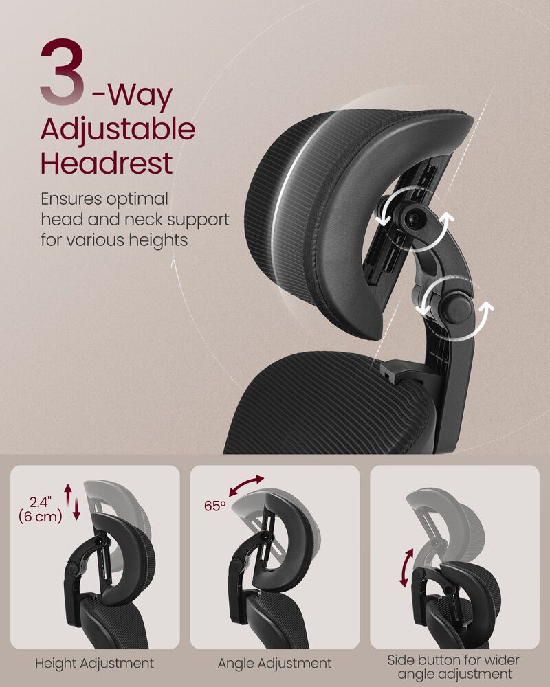 Adjustable Ergonomic Office Chair with Headrest and Armrests for Maximum Comfort