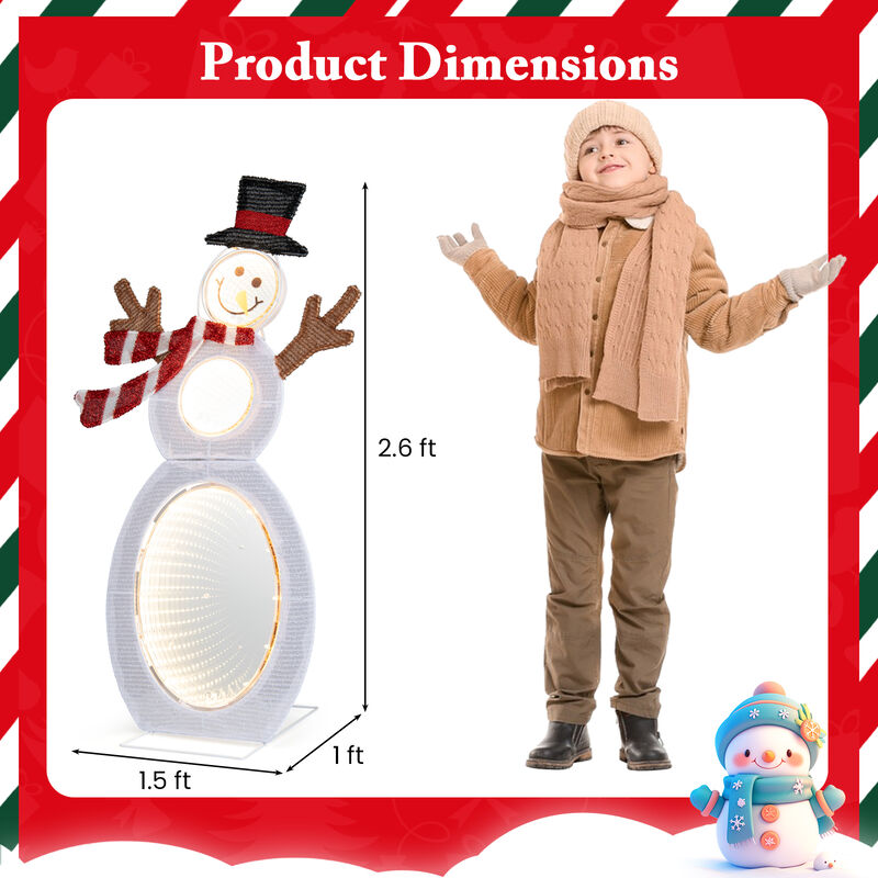 Lighted Snowman with LED Lights and Metal Stand