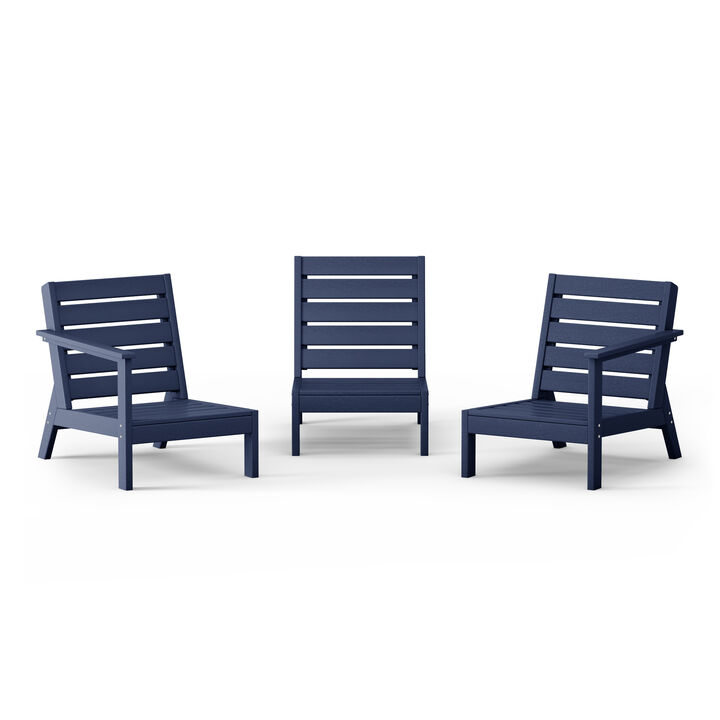 WestinTrends Outdoor Patio 3-Piece HDPE Deep Seating Sectional Sofa
