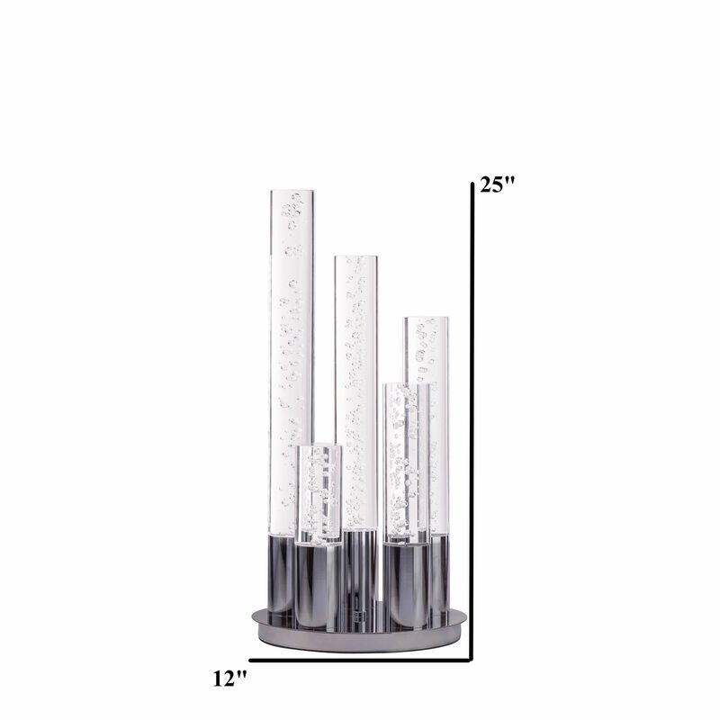 Cylinders Table Lamp Chrome Metal and Acrylic Dimmable LED Light