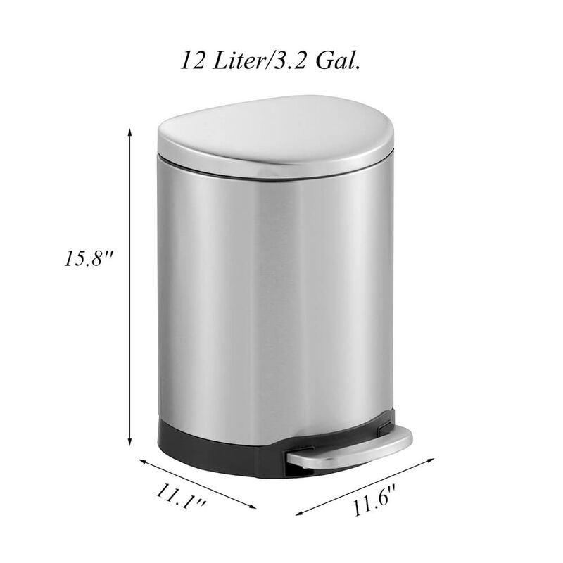3.2 Gal./12 Liter Stainless Steel Trash Can