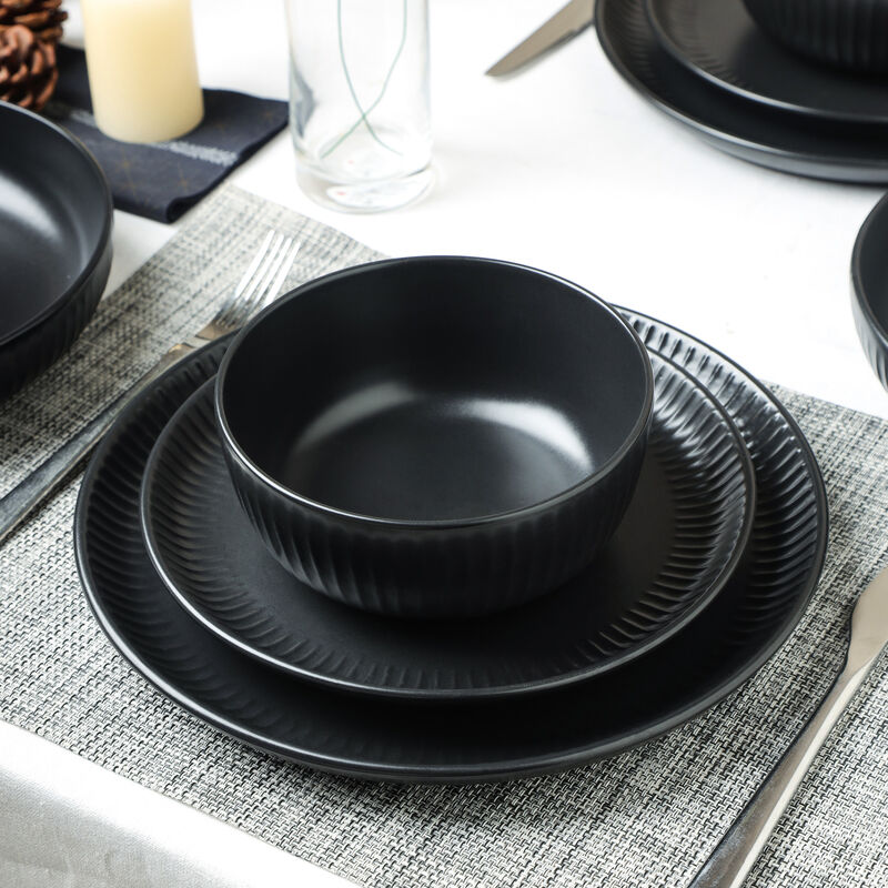 Stone Lain Logan Stoneware 16 Piece Dinnerware Set with Pasta Bowls
