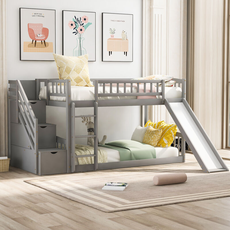 Merax Bunk Bed with 2 Drawers and Slide