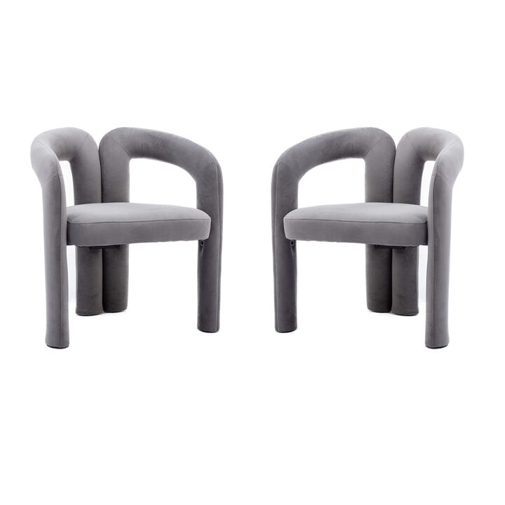 Modern Fabric Upholstered Dining Chairs (Set of 2)